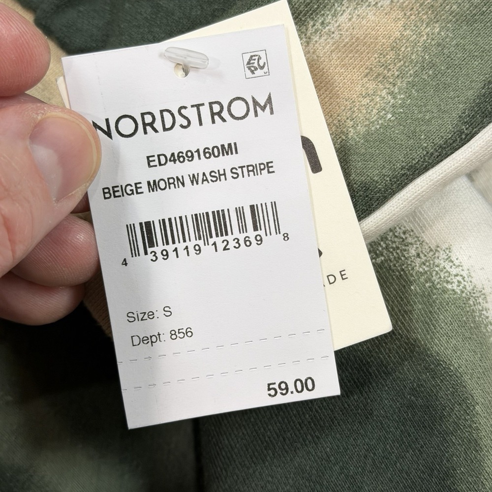Open Edit Nordstrom Jogger Sweatpants Green Beige Abstract Stripe Womens S NWT - Picture 5 of 13